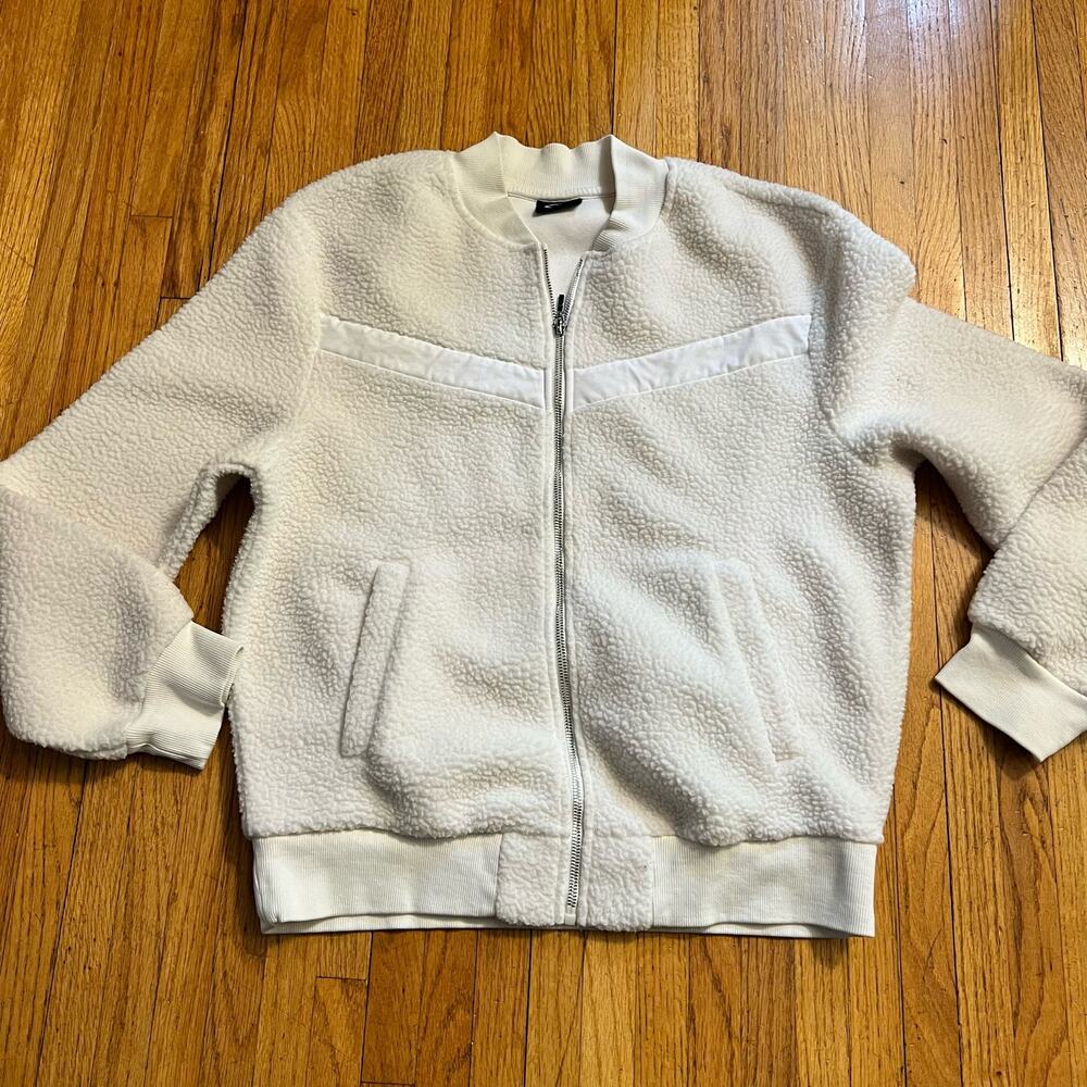 Zyia Fleece Womens Large Cream Sherpa Sweatshirt Full Zip